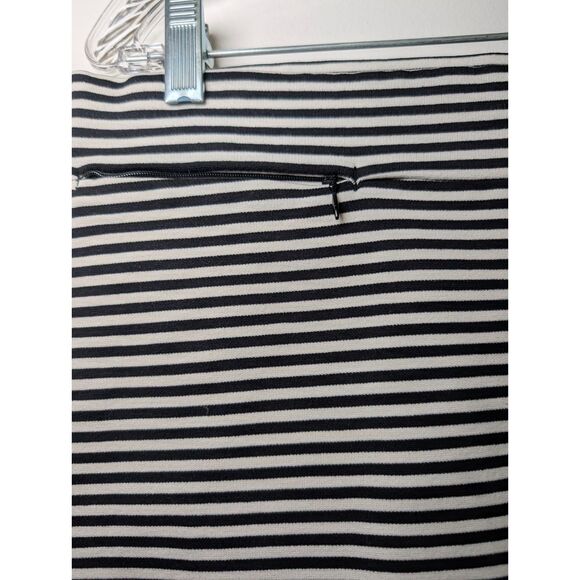 Toad & Co Black White Striped Stretch Pencil Mini Skirt L Parisian Minimalist - Picture 7 of 8